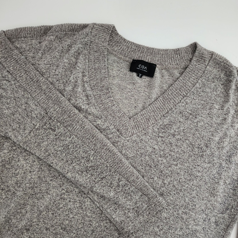 Anthropologie COA Gray Speckled V-Neck Long‎ Sleeve Sweater Womens Size S